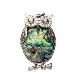 Owl Abalone Pendant 35x40mm, W/ Bail, No chain