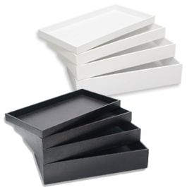 cBox CuteBox Company White Plastic Tray (14.75 x 8.25 x 1) with Red 72  Slot Ring Foam Insert and 100pc White String Tags for Pricing