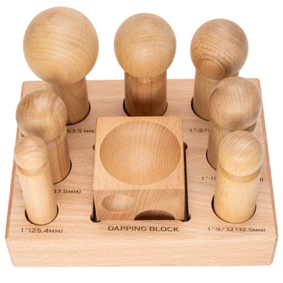 Large Wooden Dapping 7 Punches & Block
