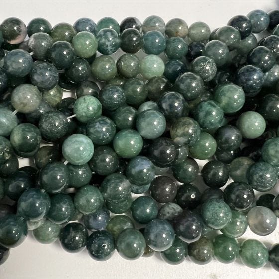 Green Moss Agate Beads