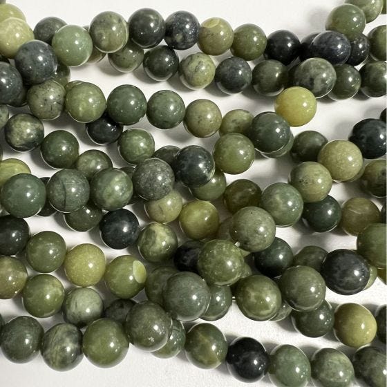 Green Nephrite Jade B+ Grade Beads