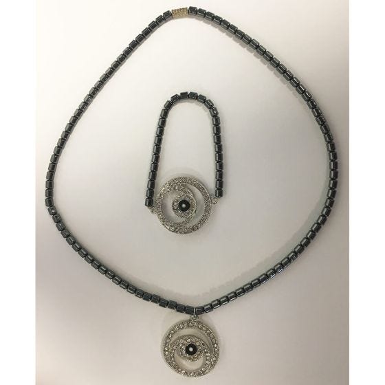 18" hematite necklace and bracelet set