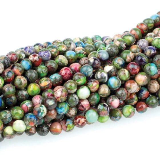 16" MULTI COLOR IMP. JASPER 4MM ROUND (dyed)