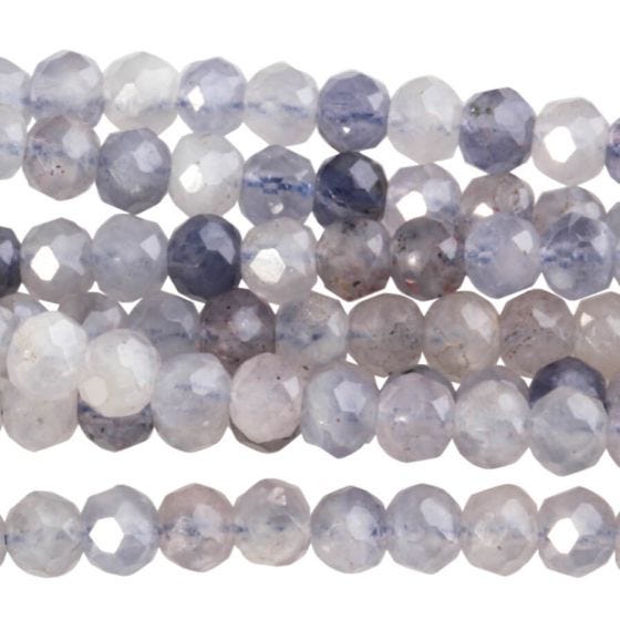 Iolite 4mm Faceted Rondelle 8"