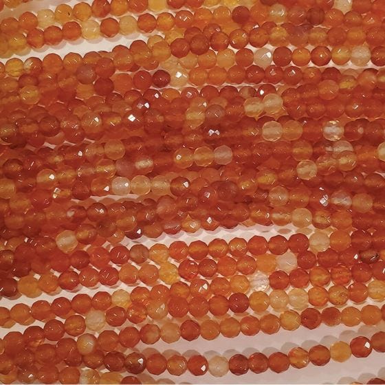 16" Faceted Carnelian 4mm round