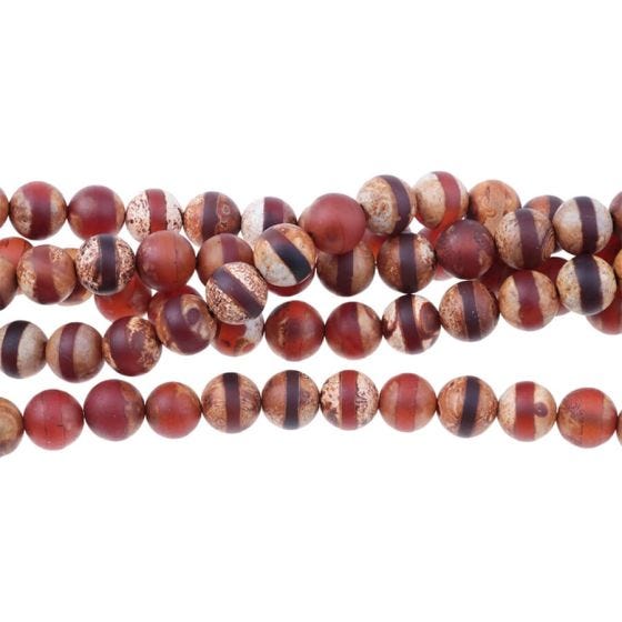 16" MATTE DZI Agate Brown Line 10mm Round