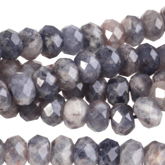 Iolite 8mm Faceted Rondelle 8"