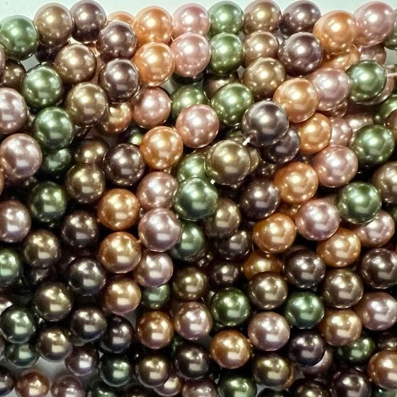 10mm A Grade South Sea Shell Pearl Rounds, Multicolor 16"