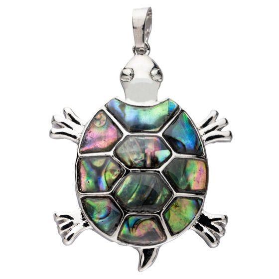 Turtle Abalone Pendant 35x40mm, W/ Bail, No chain